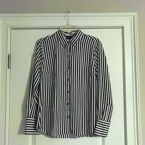 Banana Republic Dark blue and White Striped Button Down Shirt
